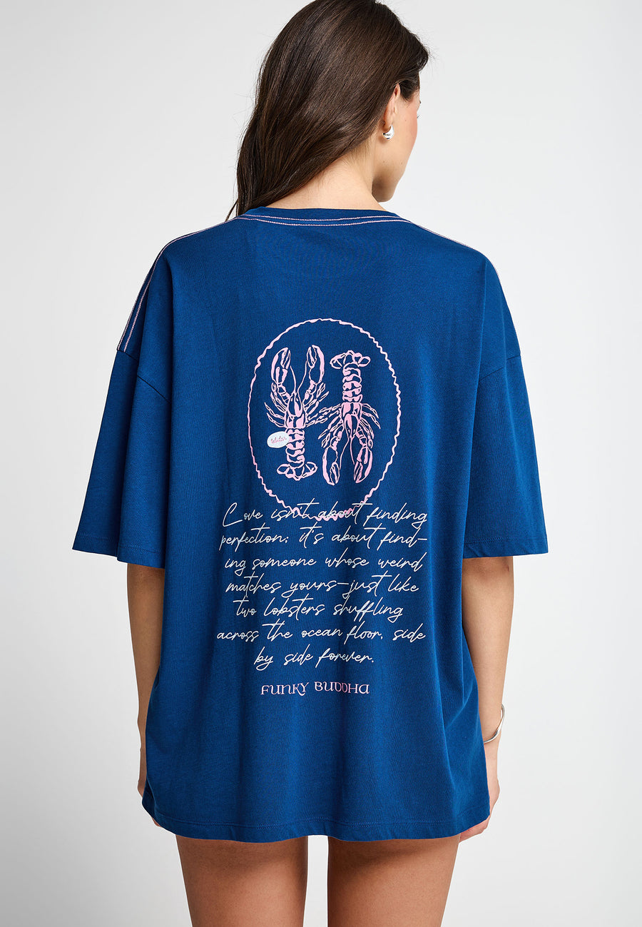 Tricou de damă relaxat cu imprimeu la spate - 100% bumbac