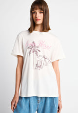 Tricou de damă din bumbac cu imprimeu
