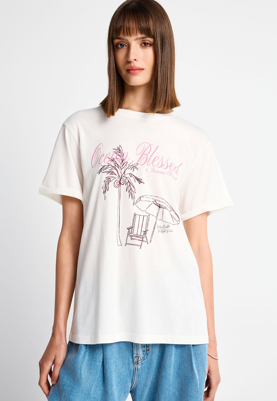 Tricou de damă din bumbac cu imprimeu