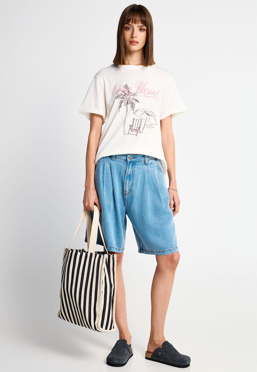 Tricou de damă din bumbac cu imprimeu