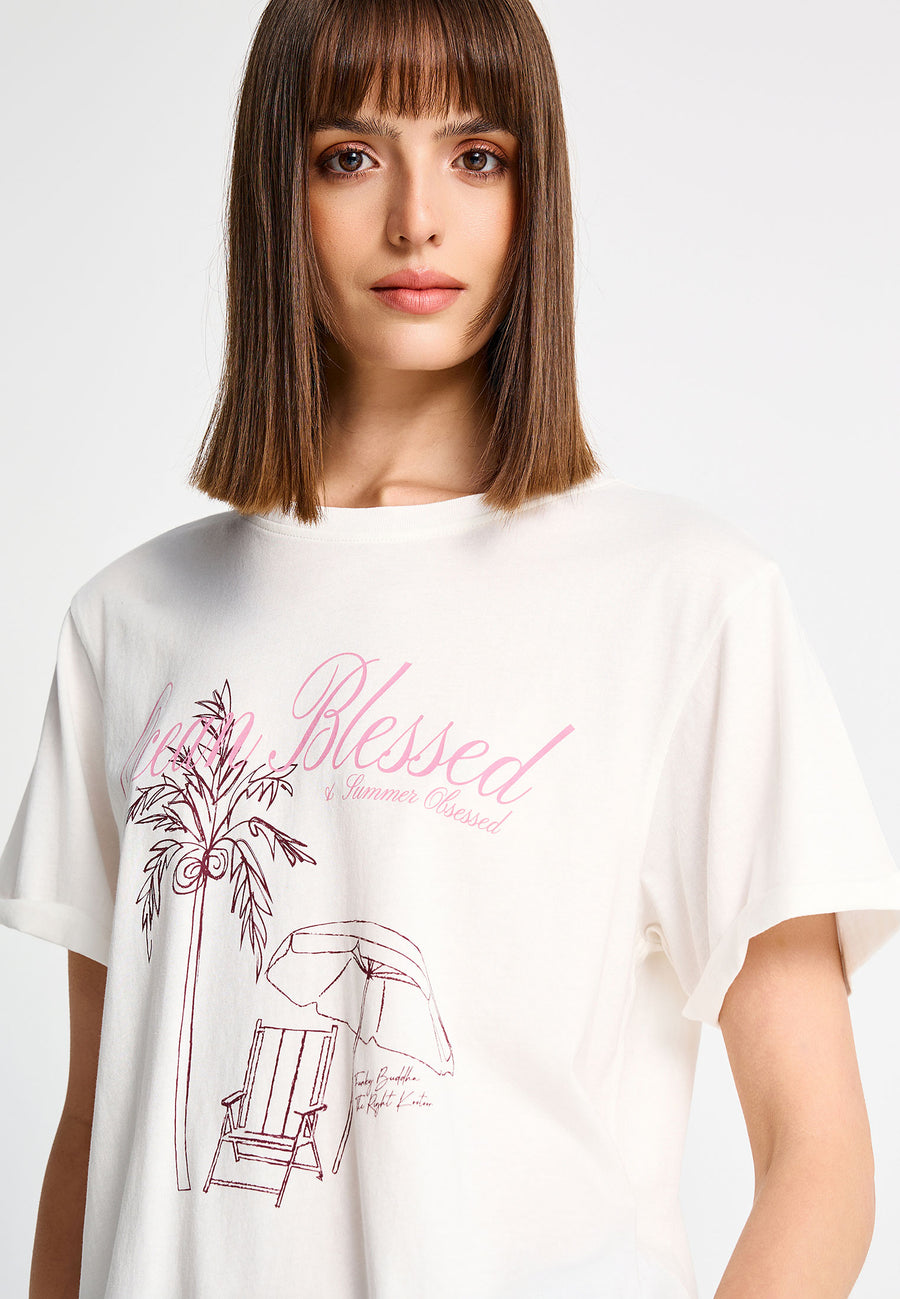 Tricou de damă din bumbac cu imprimeu