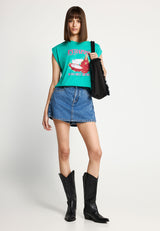 Women's sleeveless t-shirt with print made of organic cotton