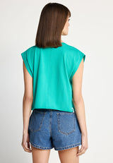 Women's sleeveless t-shirt with print made of organic cotton