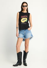 Women's cotton sleeveless top with print