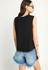 Women's cotton sleeveless top with print