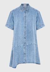 Women's relaxed denim dress with asymmetric hem