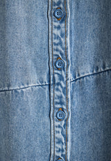 Rochie de damă lejeră din denim, cu tiv asimetric