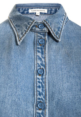 Women's relaxed denim dress with asymmetric hem