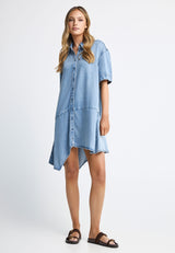 Women's relaxed denim dress with asymmetric hem