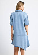 Women's relaxed denim dress with asymmetric hem