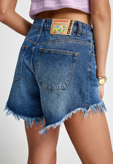 Pantaloni scurți din denim cu aspect uzat