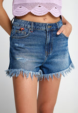Pantaloni scurți din denim cu aspect uzat
