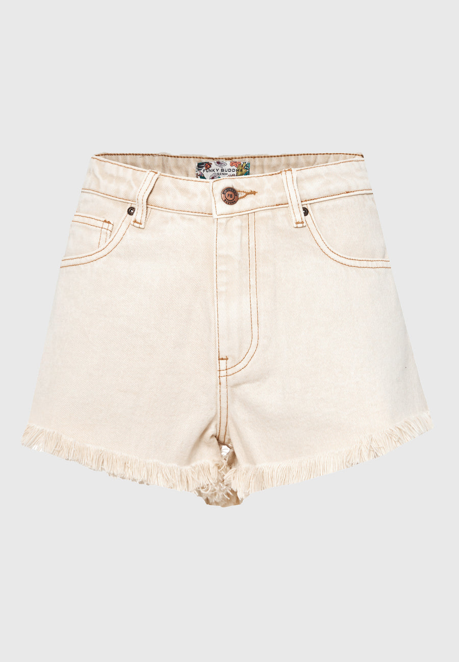 Low-rise denim shorts