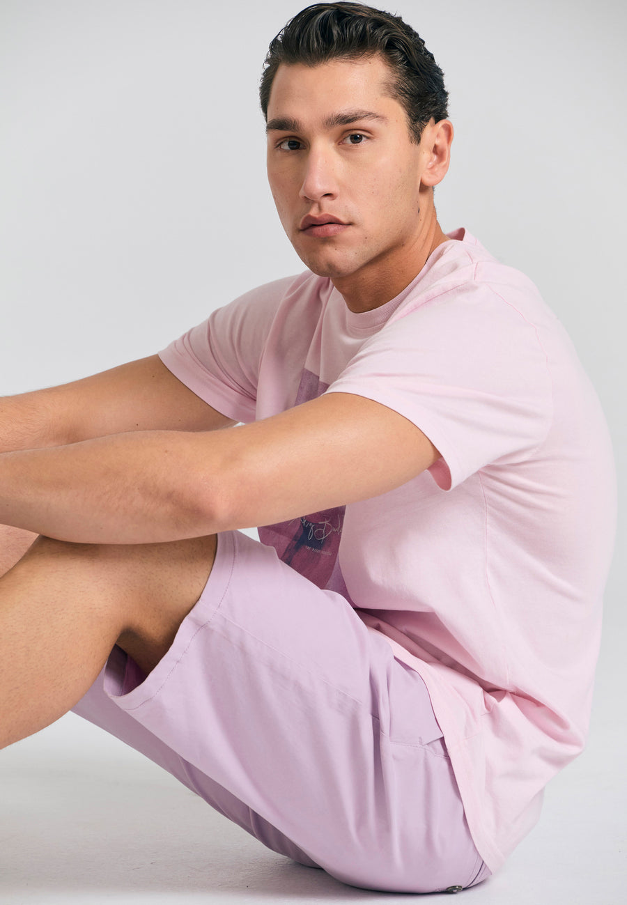 Pantaloni scurți chino bărbătești - Esențiale - Lavandă roz