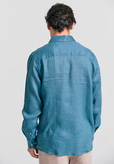 Garment dyed linen shirt - The essentials - Blue steel