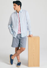 Garment dyed linen shirt - The essentials - Cloud blue
