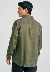 Garment dyed linen shirt - The essentials - Khaki