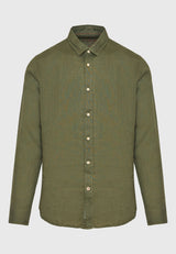 Garment dyed linen shirt - The essentials - Khaki