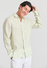 Garment dyed linen shirt - The essentials - Matcha