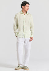 Garment dyed linen shirt - The essentials - Matcha