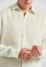 Garment dyed linen shirt - The essentials - Matcha