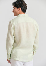 Garment dyed linen shirt - The essentials - Matcha