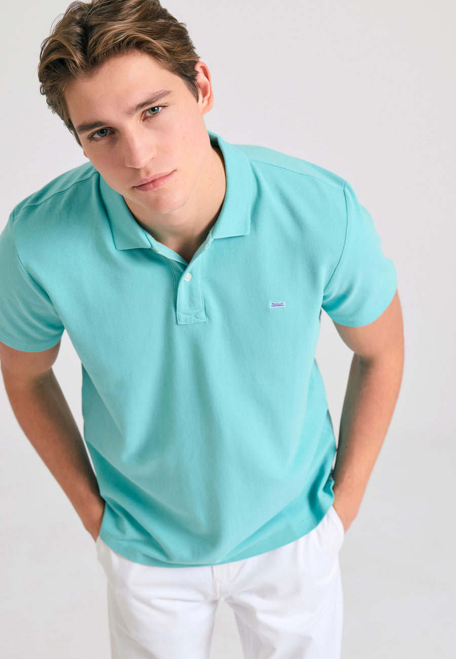 Tricou polo cu logo brodat - The essentials - Turcoaz
