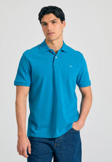 Tricou polo cu logo brodat - Esențiale - Deep lagoon