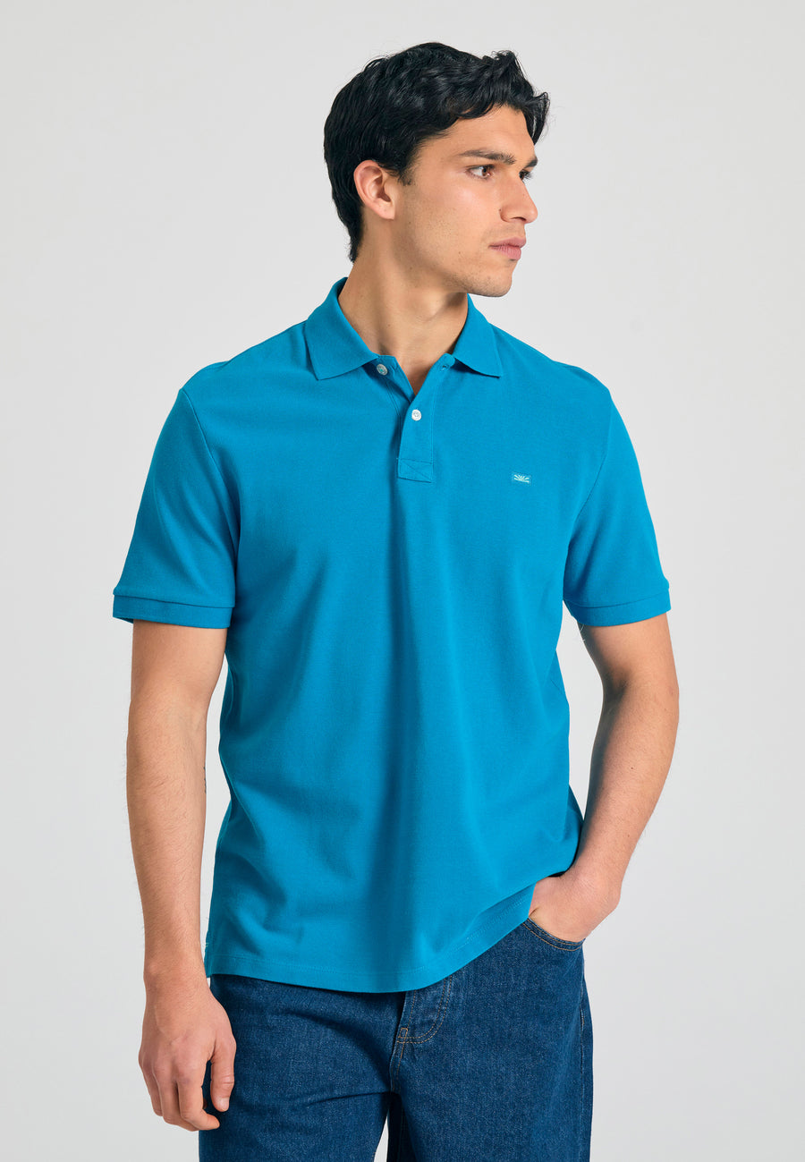 Tricou polo cu logo brodat - Esențiale - Deep lagoon