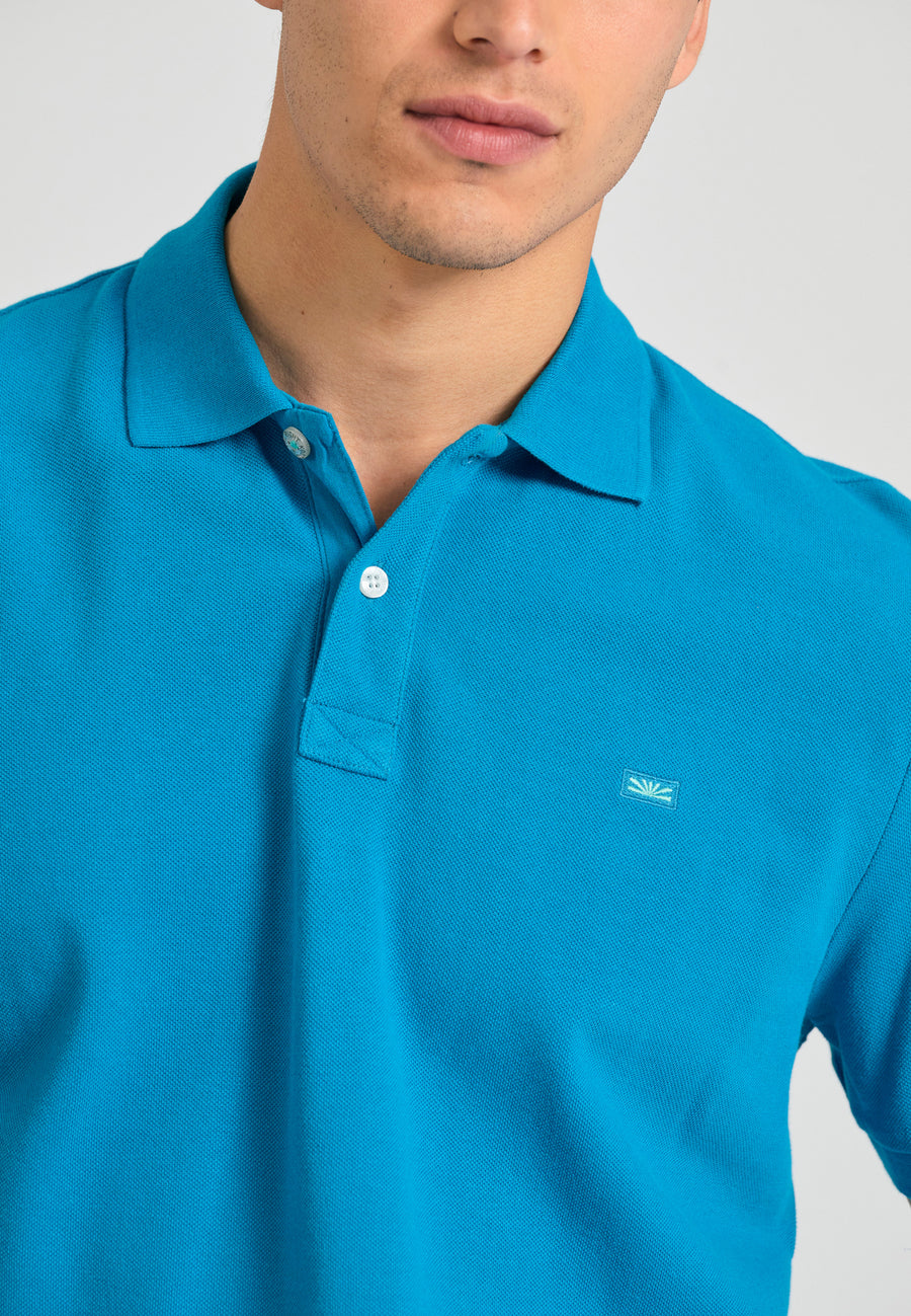 Tricou polo cu logo brodat - Esențiale - Deep lagoon