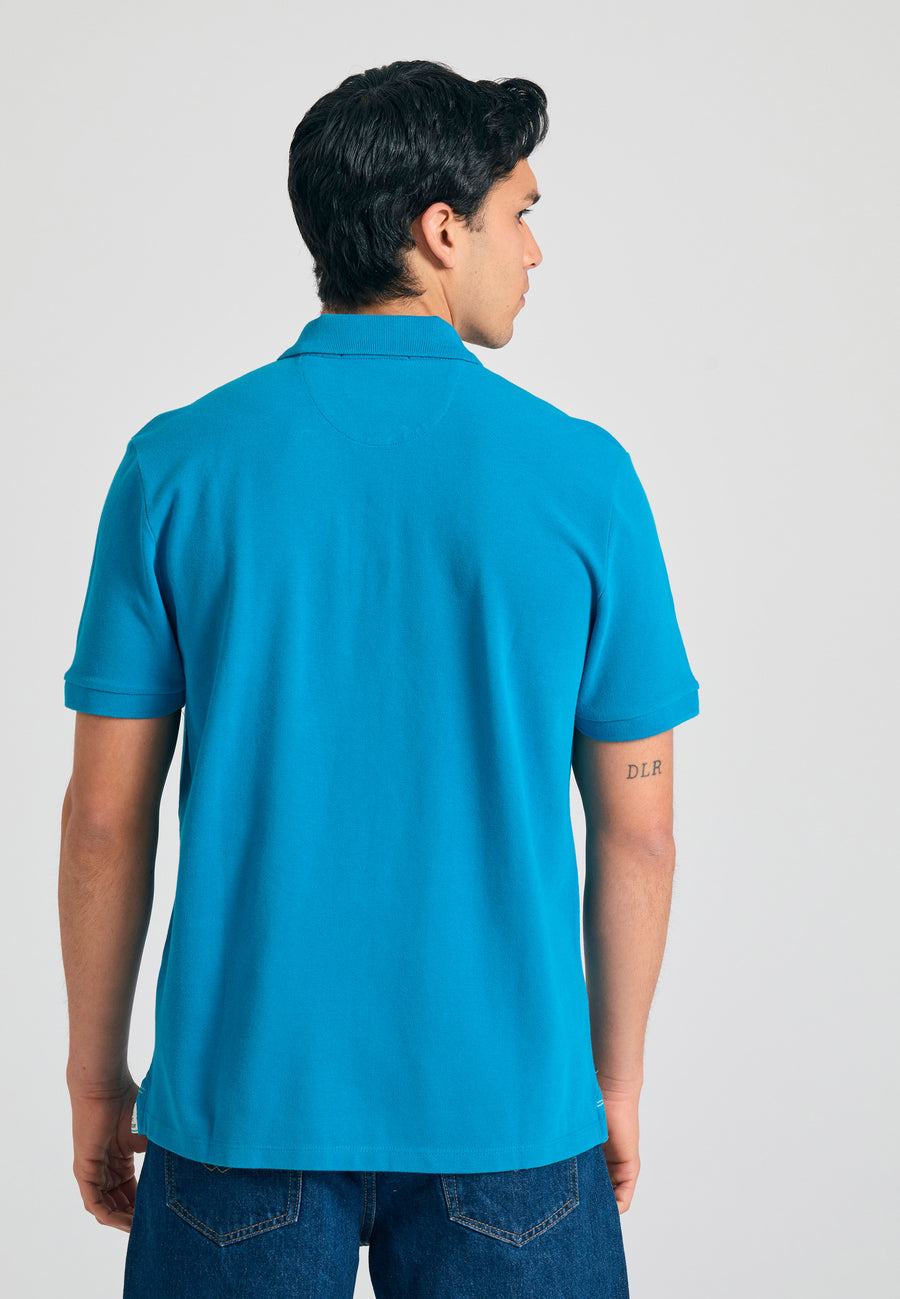 Tricou polo cu logo brodat - Esențiale - Deep lagoon