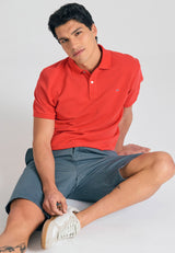 Tricou polo cu logo brodat - Esențiale - Tomato