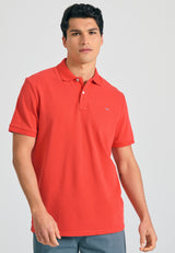 Tricou polo cu logo brodat - Esențiale - Tomato