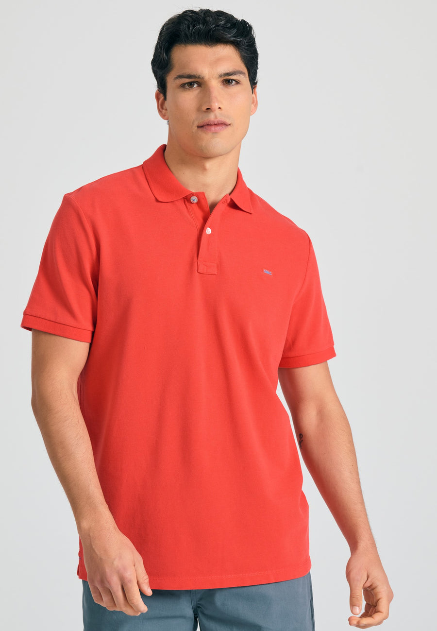 Tricou polo cu logo brodat - Esențiale - Tomato