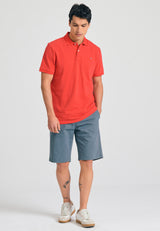 Tricou polo cu logo brodat - Esențiale - Tomato