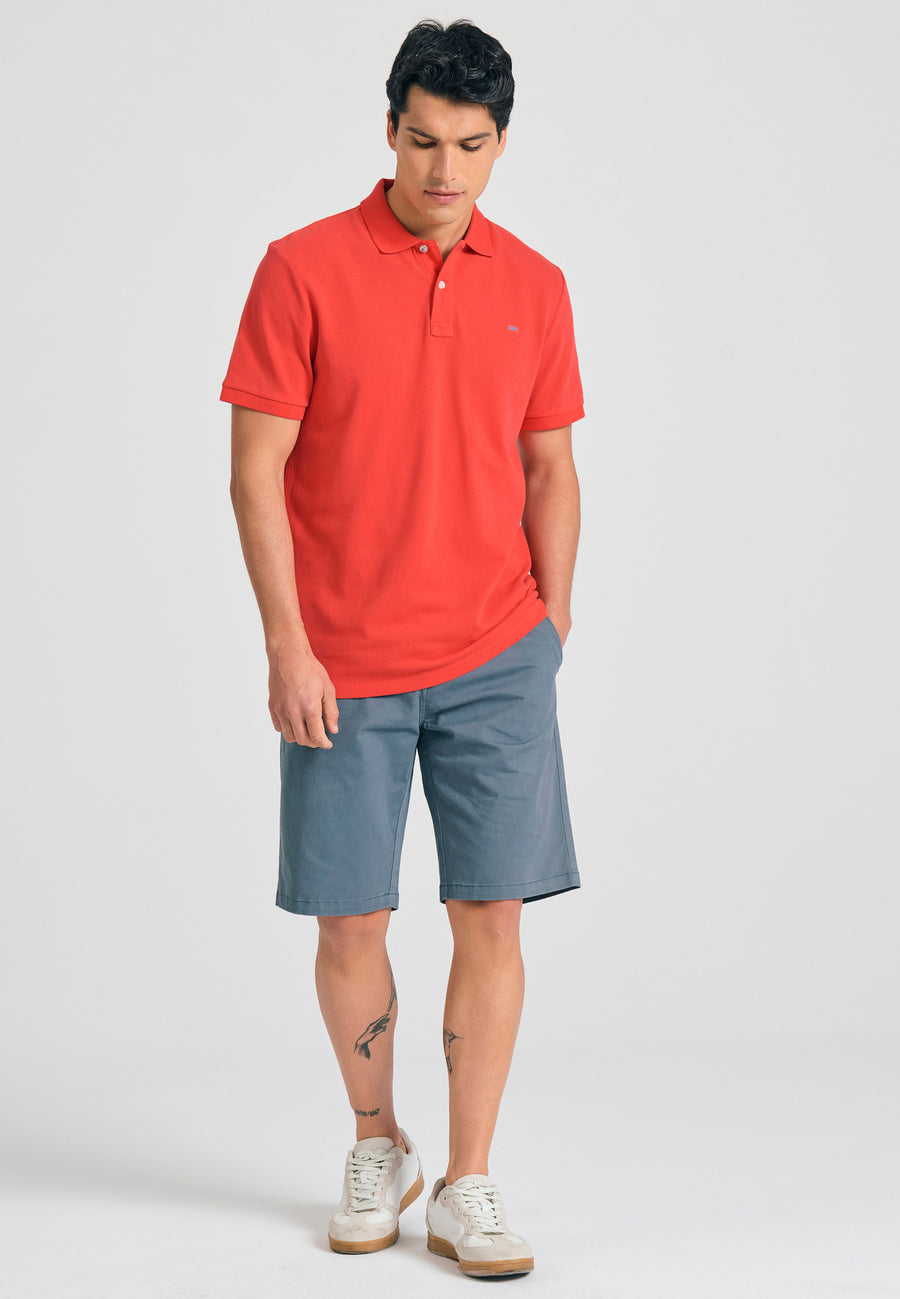 Tricou polo cu logo brodat - Esențiale - Tomato