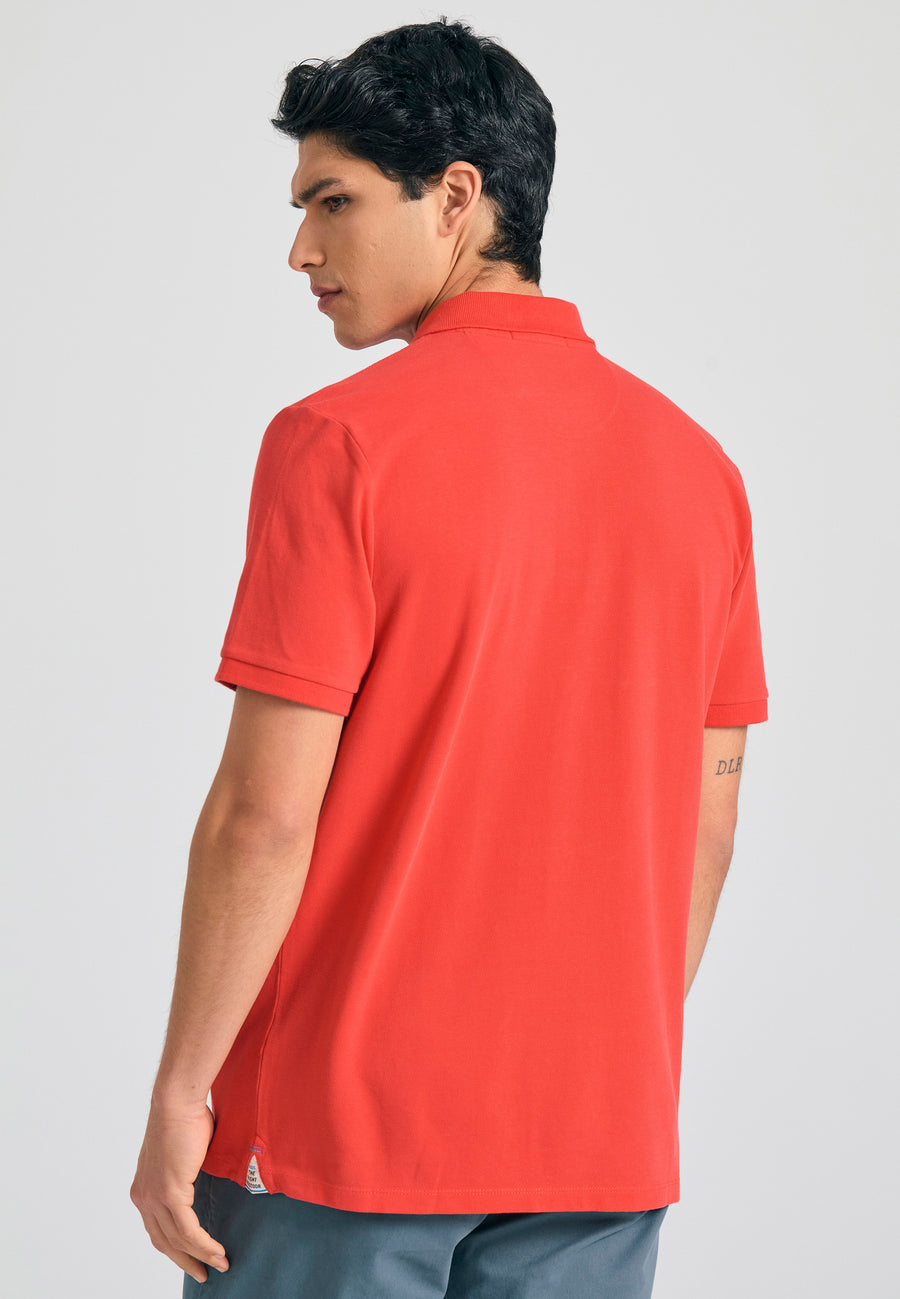 Tricou polo cu logo brodat - Esențiale - Tomato