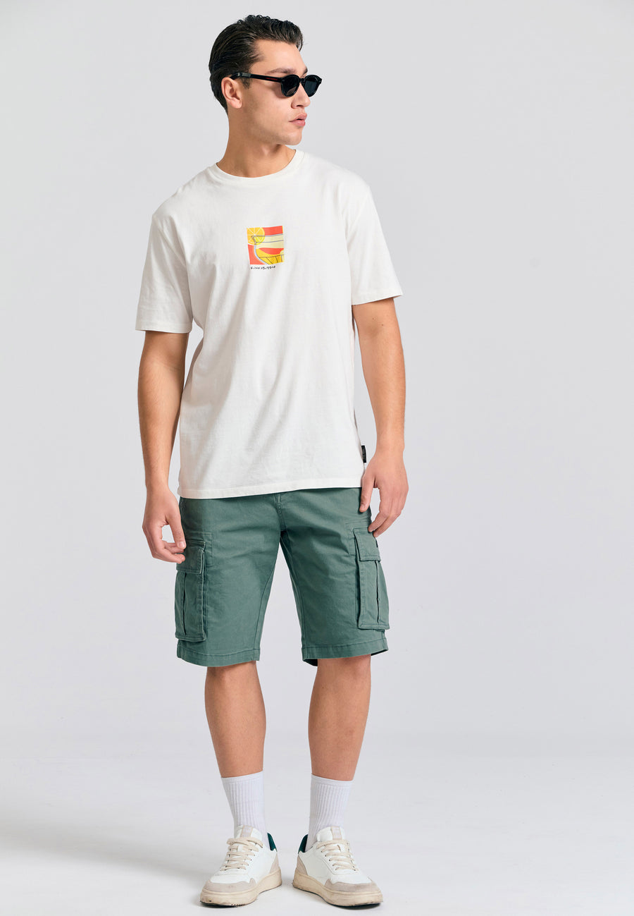 Pantaloni scurți cargo pentru bărbați - Esențiale - Verde mineral