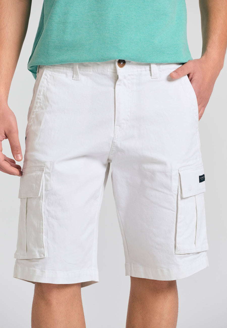 Pantaloni scurți cargo pentru bărbați - Esențiale - Albi