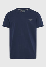 Tricou cu decolteu în V și logo pe piept - Bleumarin