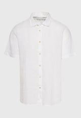 Garment dyed short sleeve linen shirt - The essentials - White