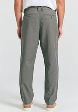 Pantaloni chino bărbătești din amestec de in - Verde prăfuit