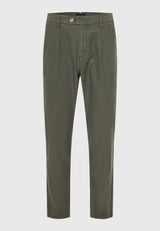 Pantaloni chino bărbătești din amestec de in - Verde prăfuit