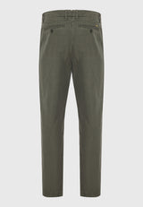 Pantaloni chino bărbătești din amestec de in - Verde prăfuit