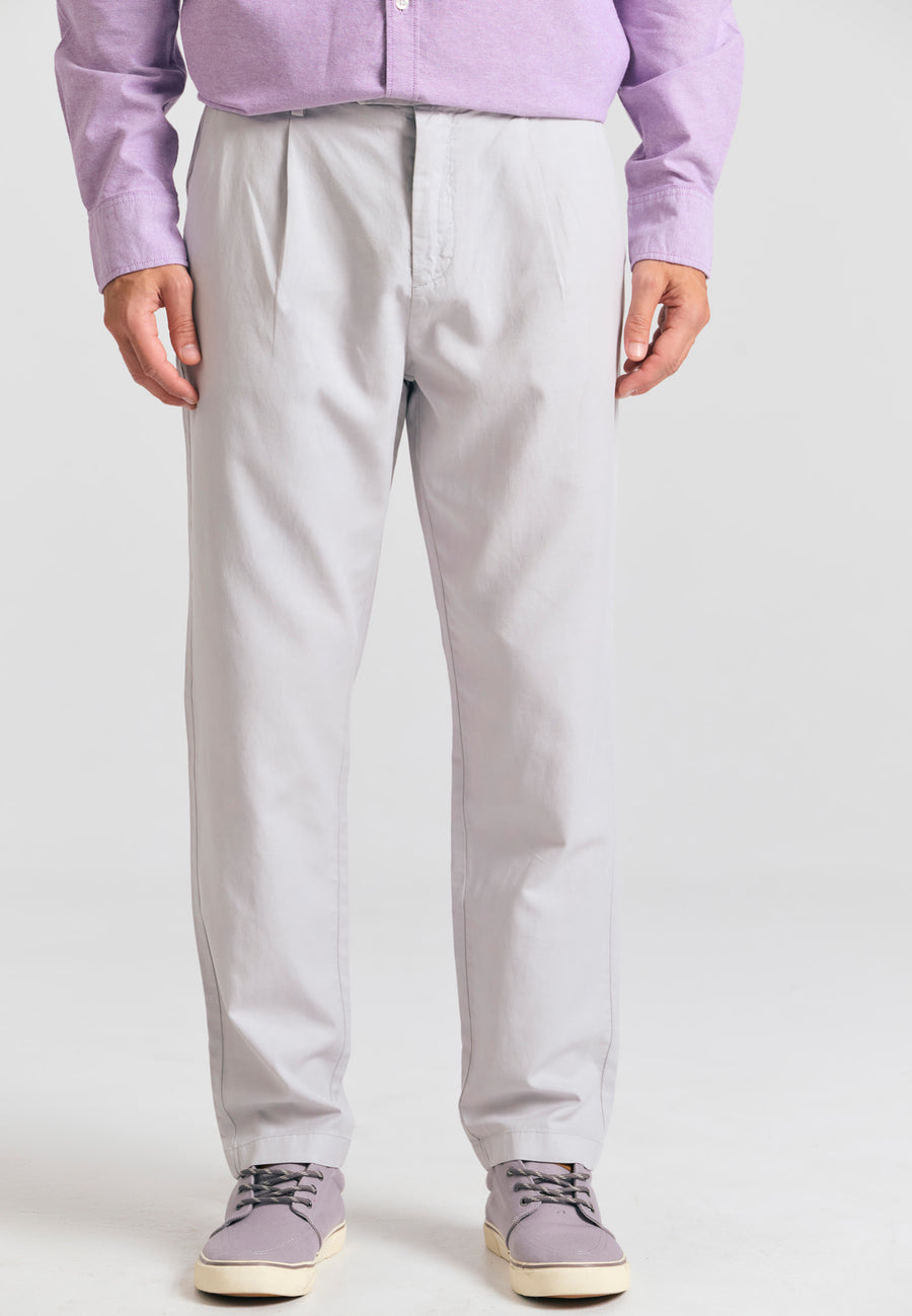 Pantaloni chino bărbătești din amestec de in - Gri deschis