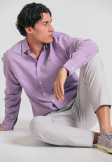 Pantaloni chino bărbătești din amestec de in - Gri deschis