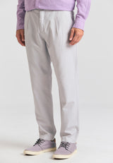 Pantaloni chino bărbătești din amestec de in - Gri deschis