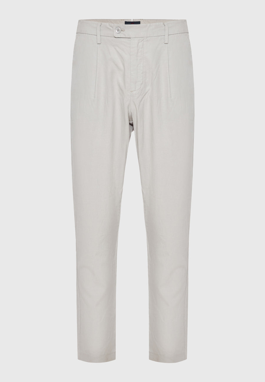 Pantaloni chino bărbătești din amestec de in - Gri deschis