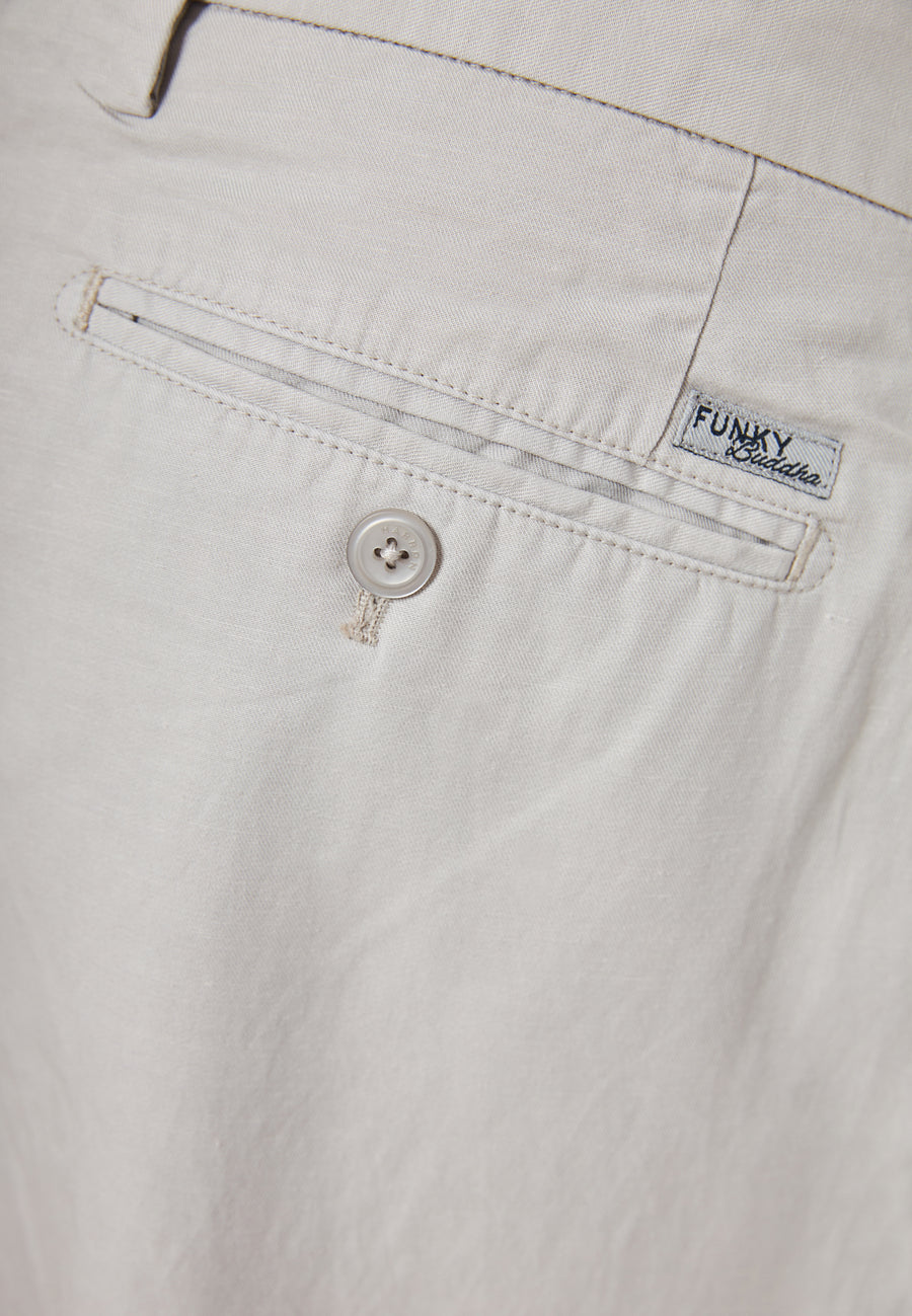 Pantaloni chino bărbătești din amestec de in - Gri deschis