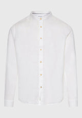 Mao neck garment dyed linen shirt - White